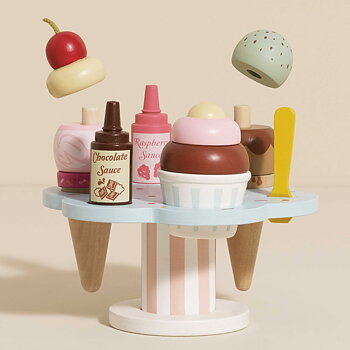 Wooden Ice Cream Stand & Toppings
