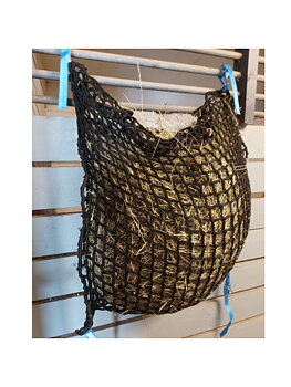 Ekstra kraftig slowfeeding høynett 4cm masker 90x100cm sort med stropper