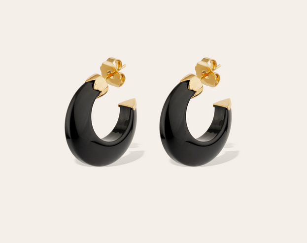 Abalone Hoop Örhängen Mini Acetat - Svart