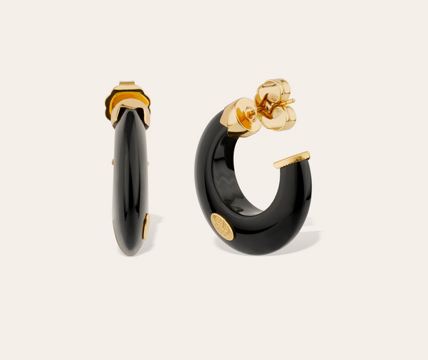 Abalone Hoop Örhängen Mini Acetat - Svart