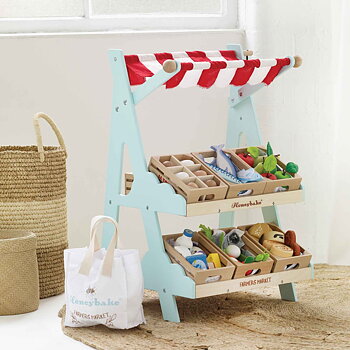Wooden Market Stall & Fruit Play Food Crate 