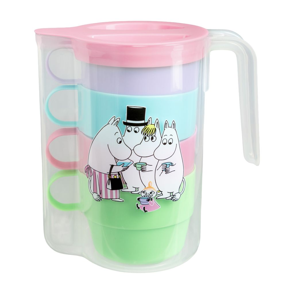 Moomin Picnic Set - Pitcher + 4 Mugs (Blue, green, purple & pink)