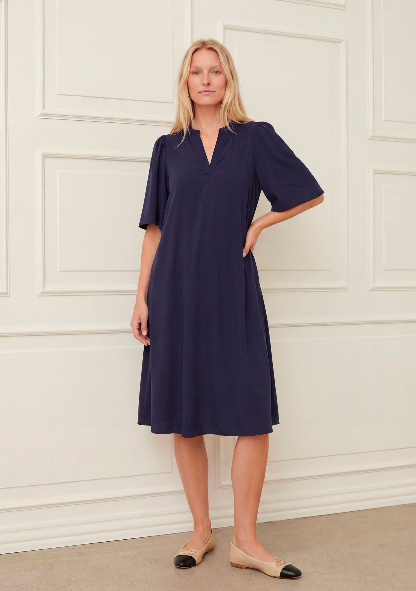 Sigga Poplin Dress - Navy - Isay