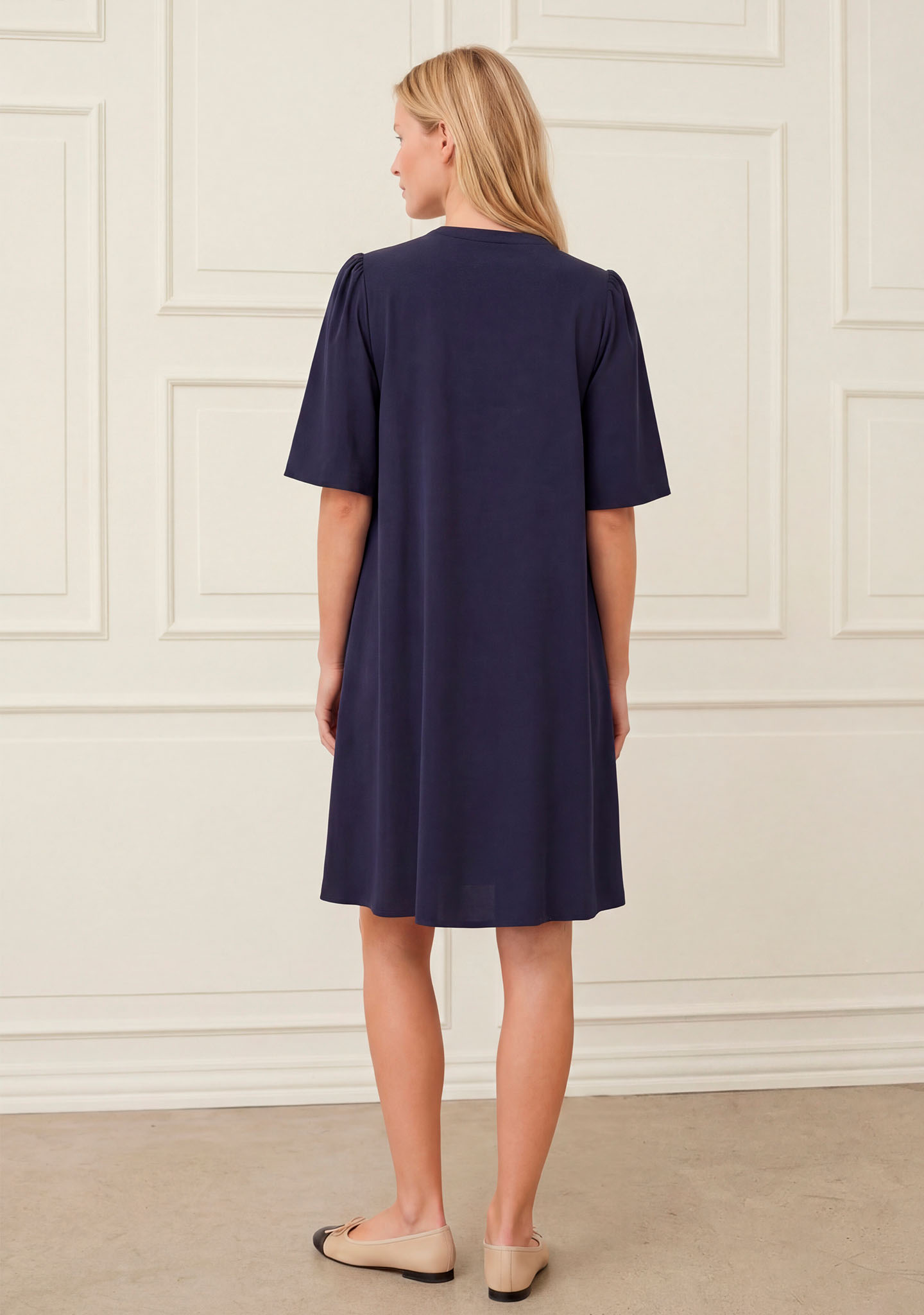 Sigga Poplin Dress - Navy - Isay - 3