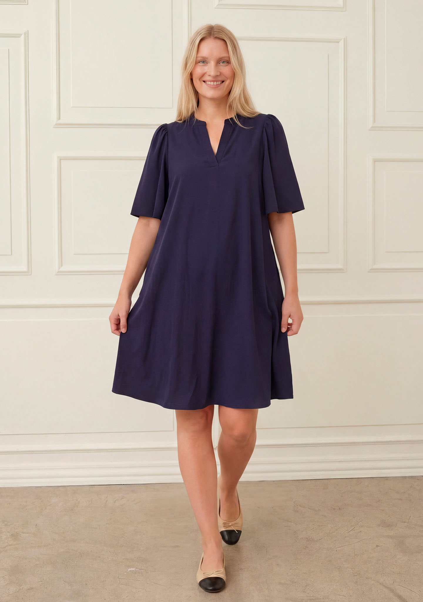 Sigga Poplin Dress - Navy - Isay