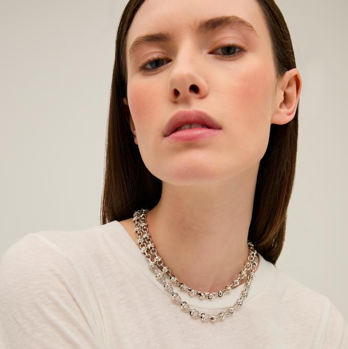 Atik Chain Dubbel Halsband - Silver