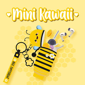 Mini Kawaii Coin purse, nyckelring, Bee