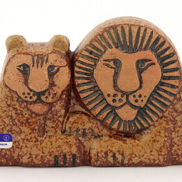 Lisa Larson (Noaks Ark 1978) Laid-Back Lion Couple 16/8 cm (2)