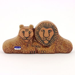 Lisa Larson (Noaks Ark 1978) Laid-Back Lion Couple 16/8 cm (2)