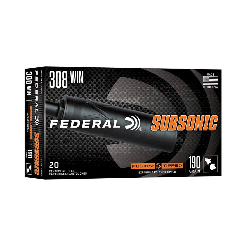 Federal Fusion Tipped Subsonic Ammo .308 Win 190gr