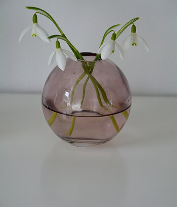 Vas i rosa glas rund 7*7 cm