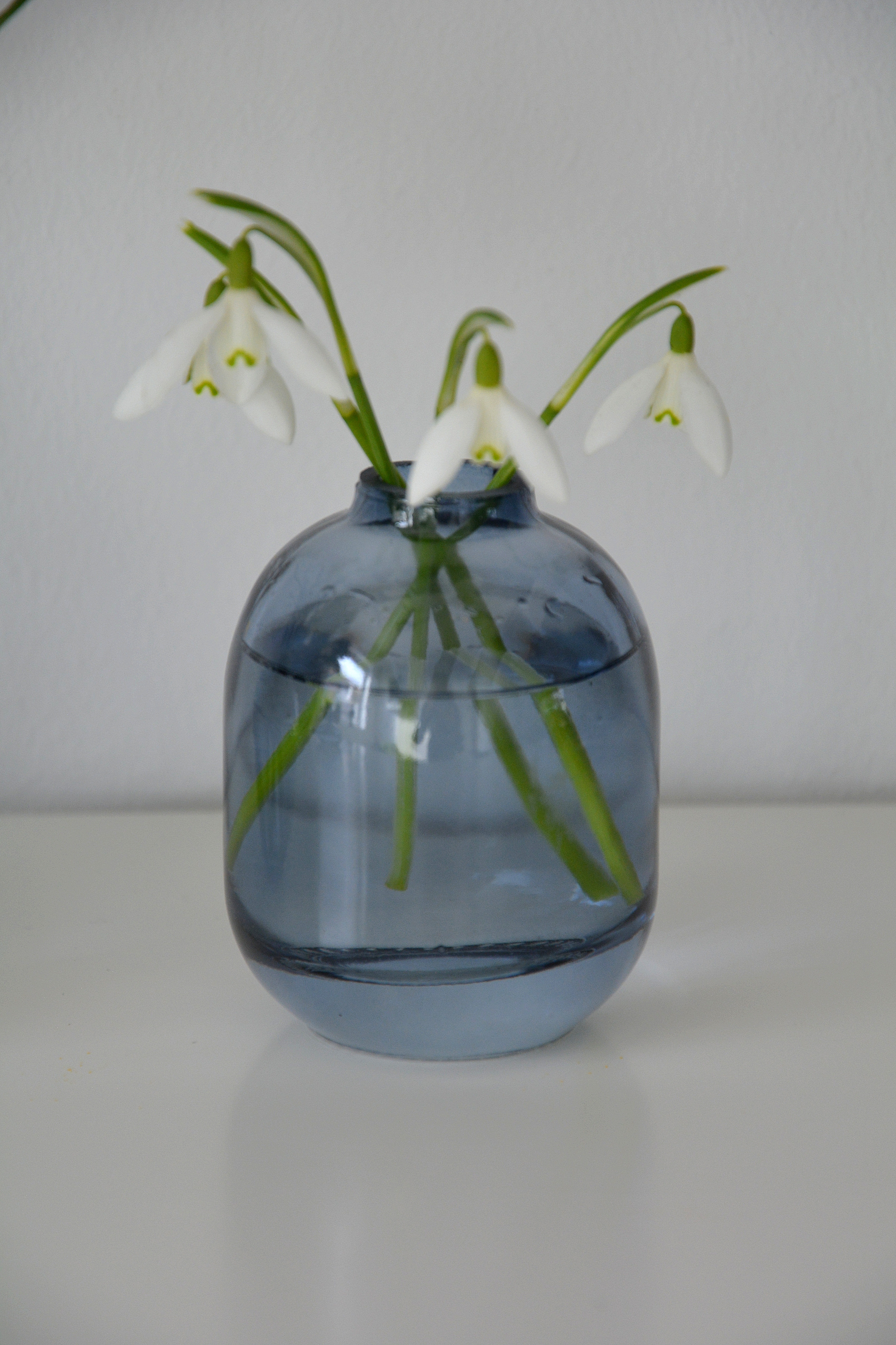 Vas i blått glas hög 6*8,3 cm