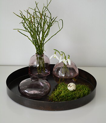 3 st glasvaser i rosa glas 7* 8,5 cm