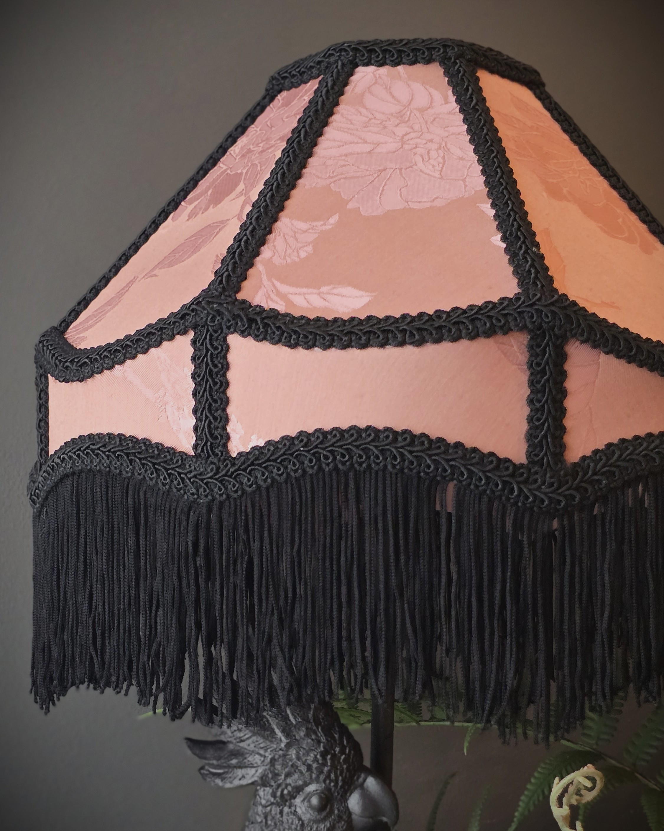 Lampskärm - Pink/Black Fringes - 2