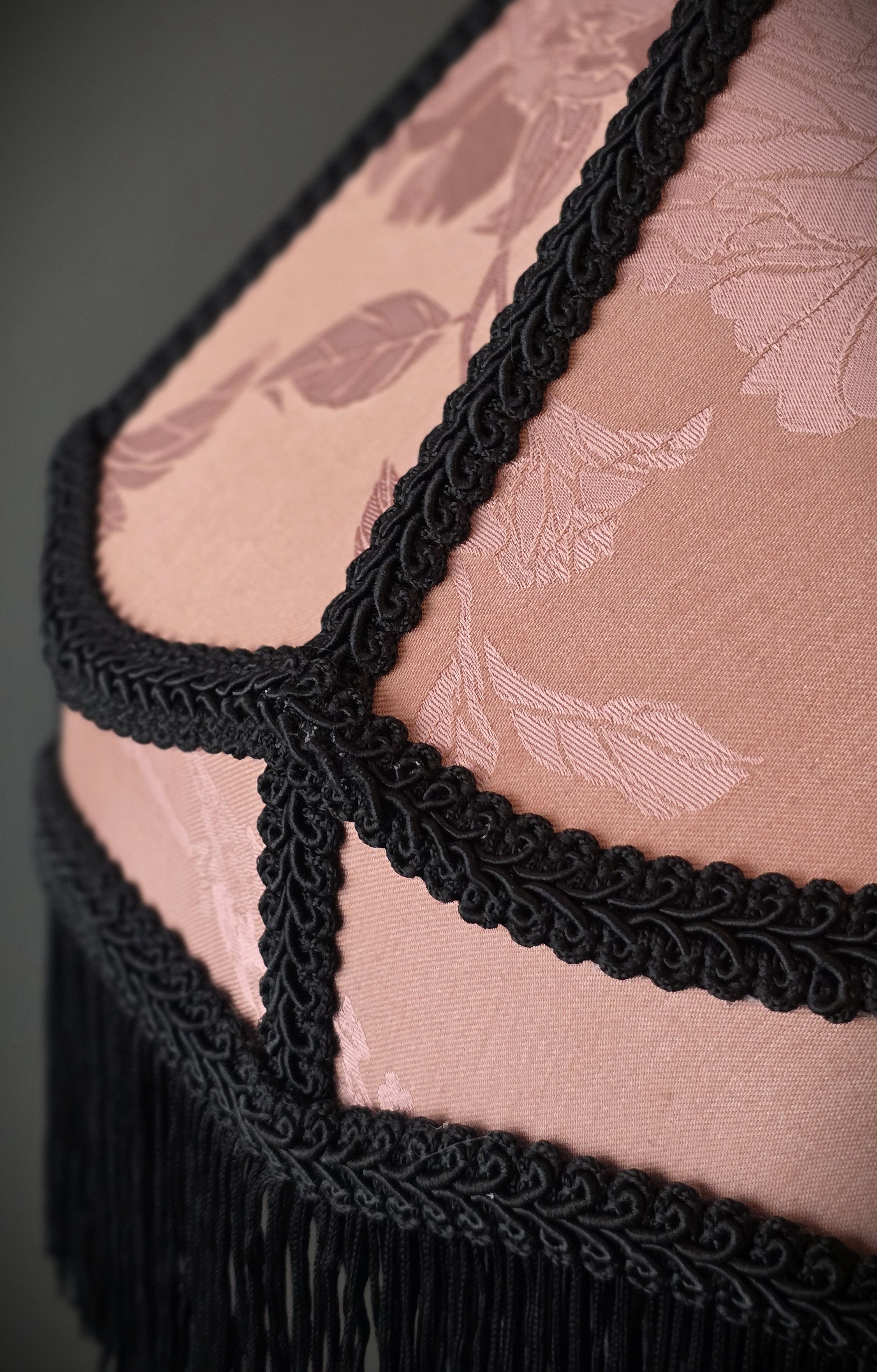 Lampskärm - Pink/Black Fringes - 3