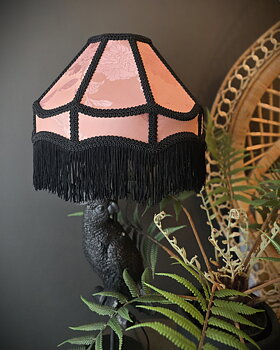Lampskärm - Pink/Black Fringes