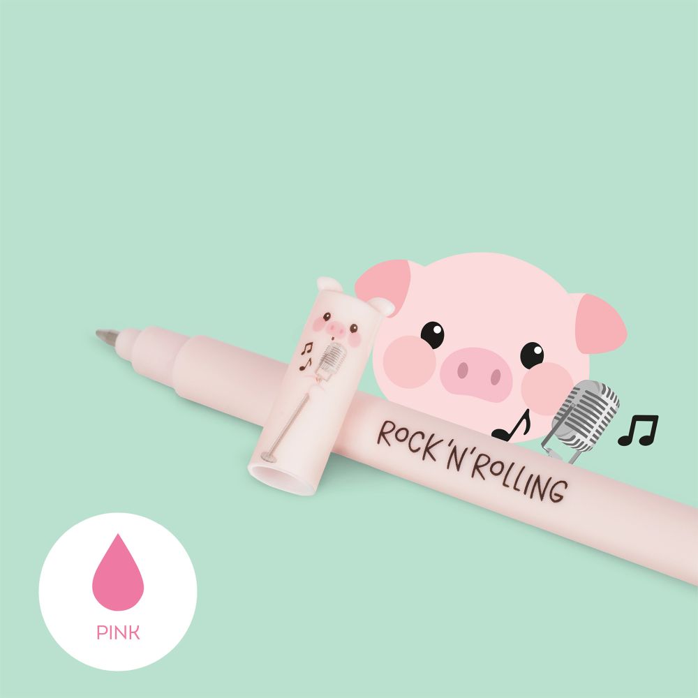 Gelpenna med utsuddbart bläck 4-pack - Farm sweet farm, Ko/Gris/Åsna/Tupp - 4