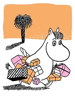 Dubbelvikt Muminkort - Snorkfröken på shoppingtur