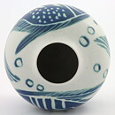 Carl-Harry Stålhane (1950s) Rounded Vase with Blue Fish Decor 16 cm