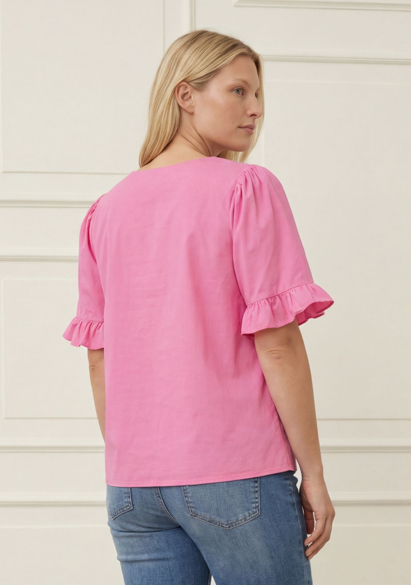 Sigga Flounce Blouse - Fresh Pink - Isay
