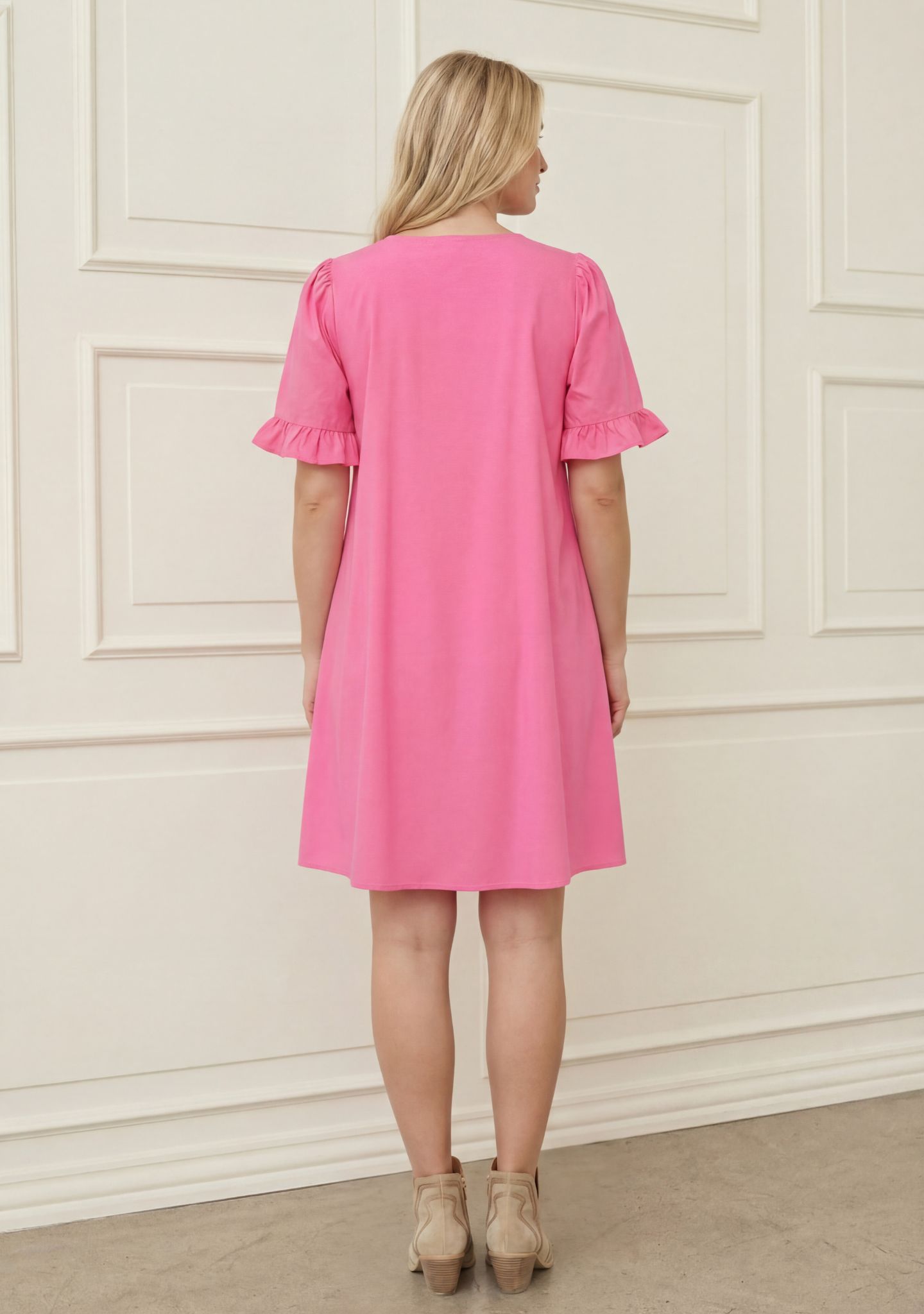 Sigga Flounce Dress - Fresh Pink - Isay
