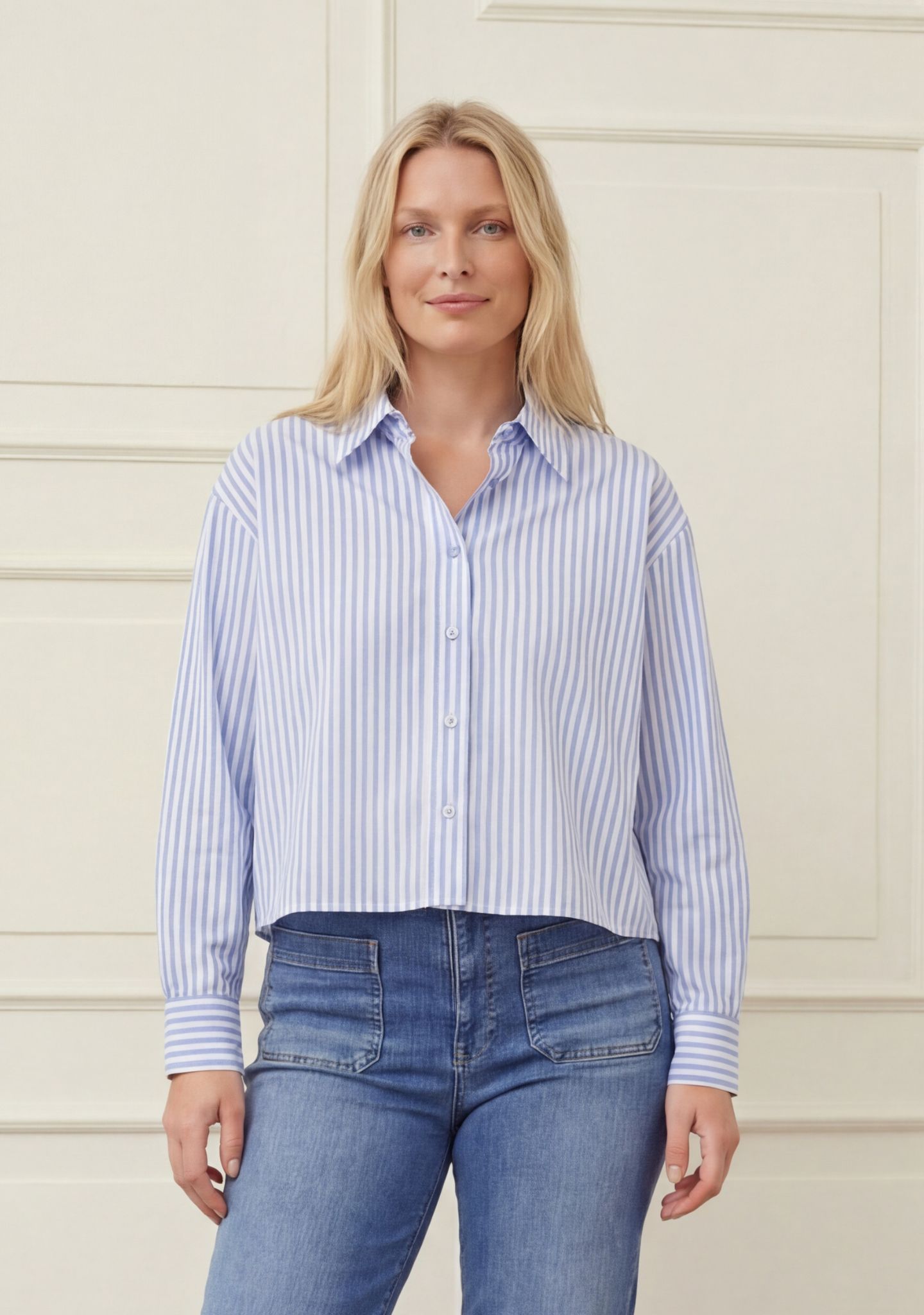Sigga Shirt Jacket - Light Blue/White Stripe - Isay