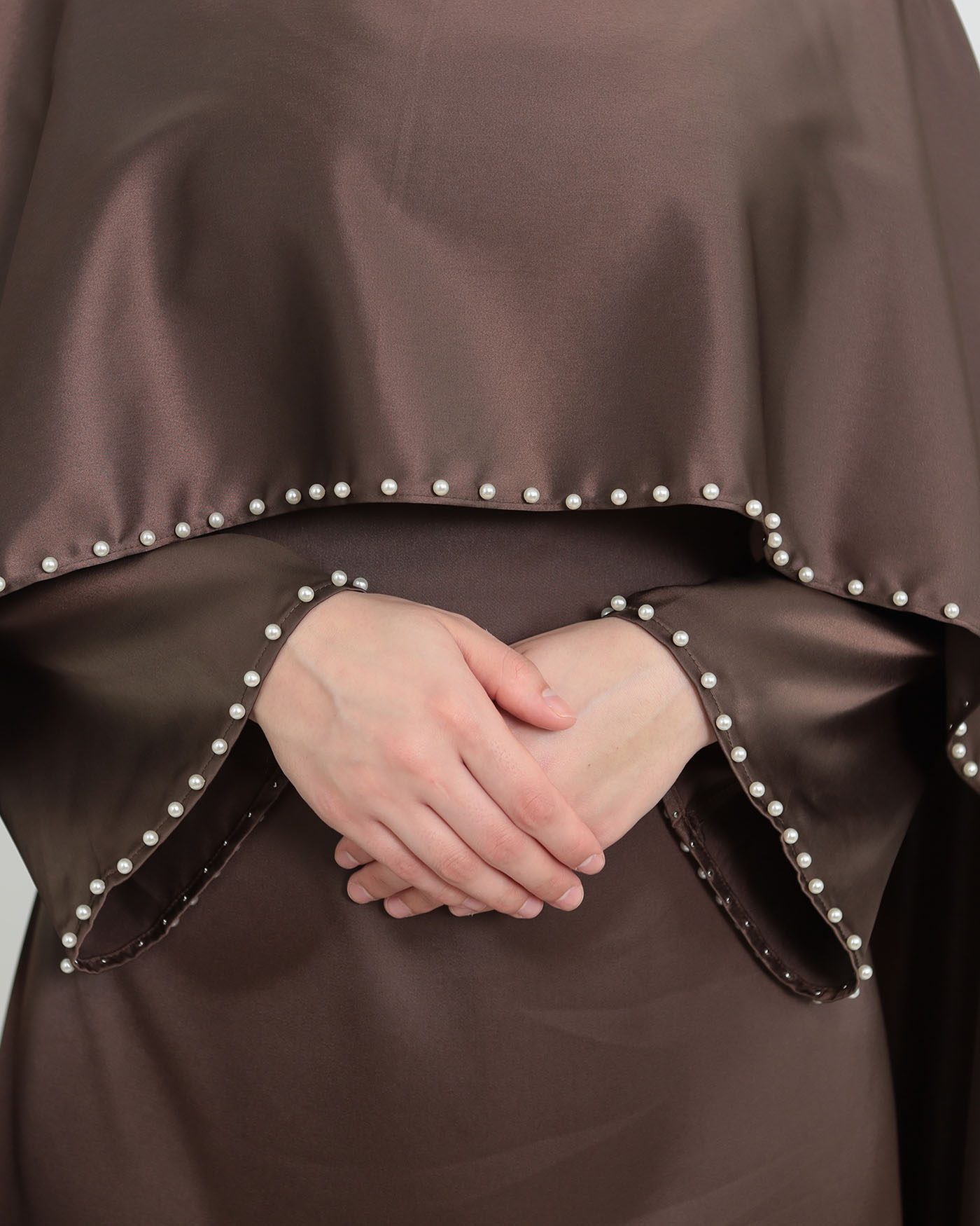 Maxi Dress with Cape - Brown - 2