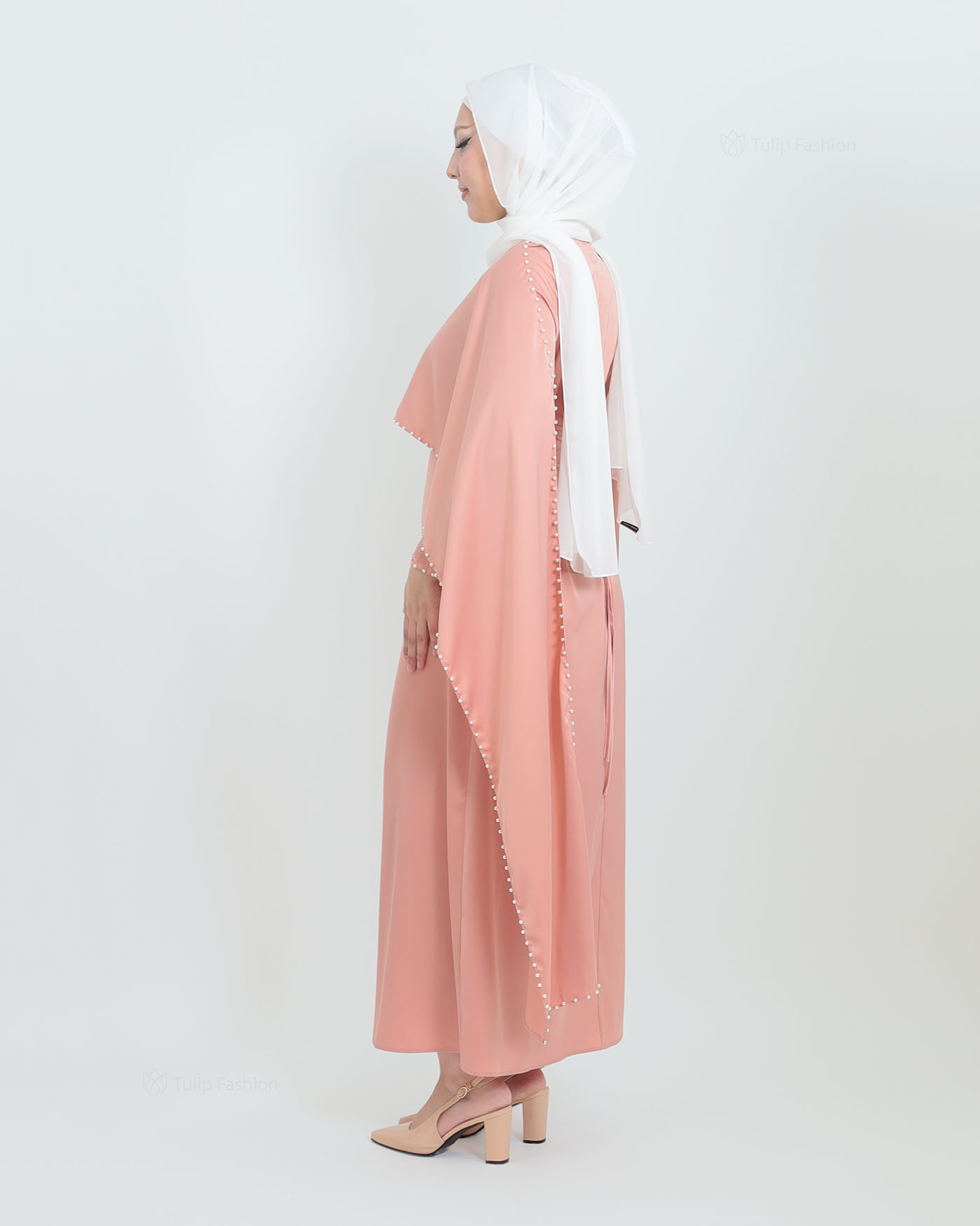 Maxi Dress with Cape - Blush - 3