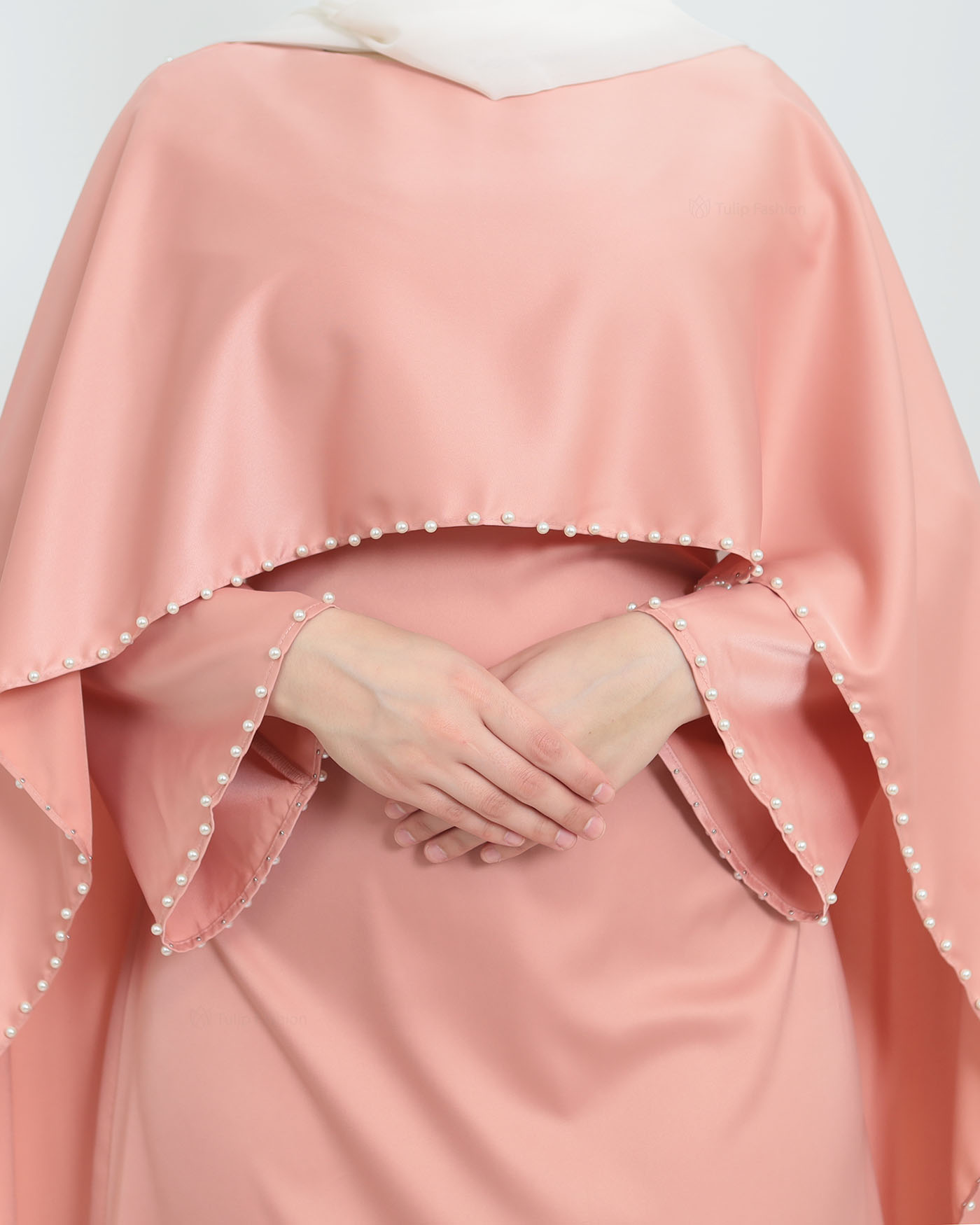 Maxi Dress with Cape - Blush - 5