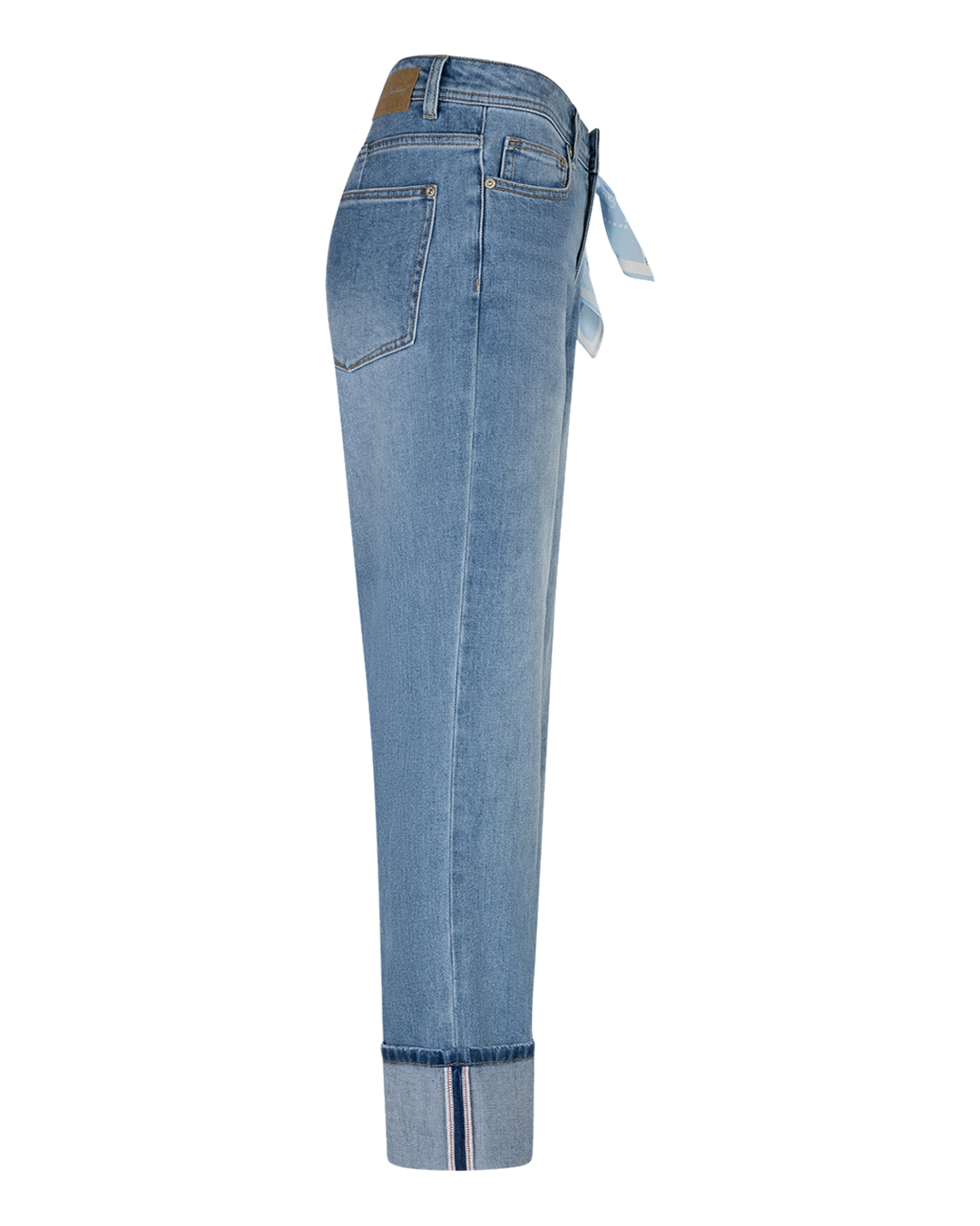Jeans Kim hög midja raka ben & scarf mellanblå - 4