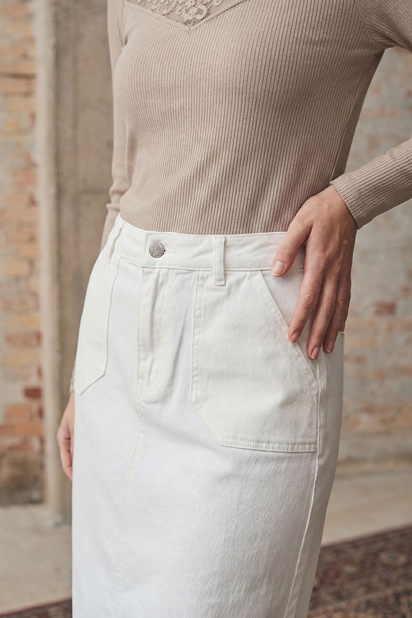 Isay - Carpi Denim Skirt Broken White - 3