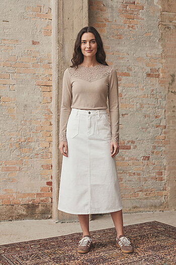 Isay - Carpi Denim Skirt Broken White