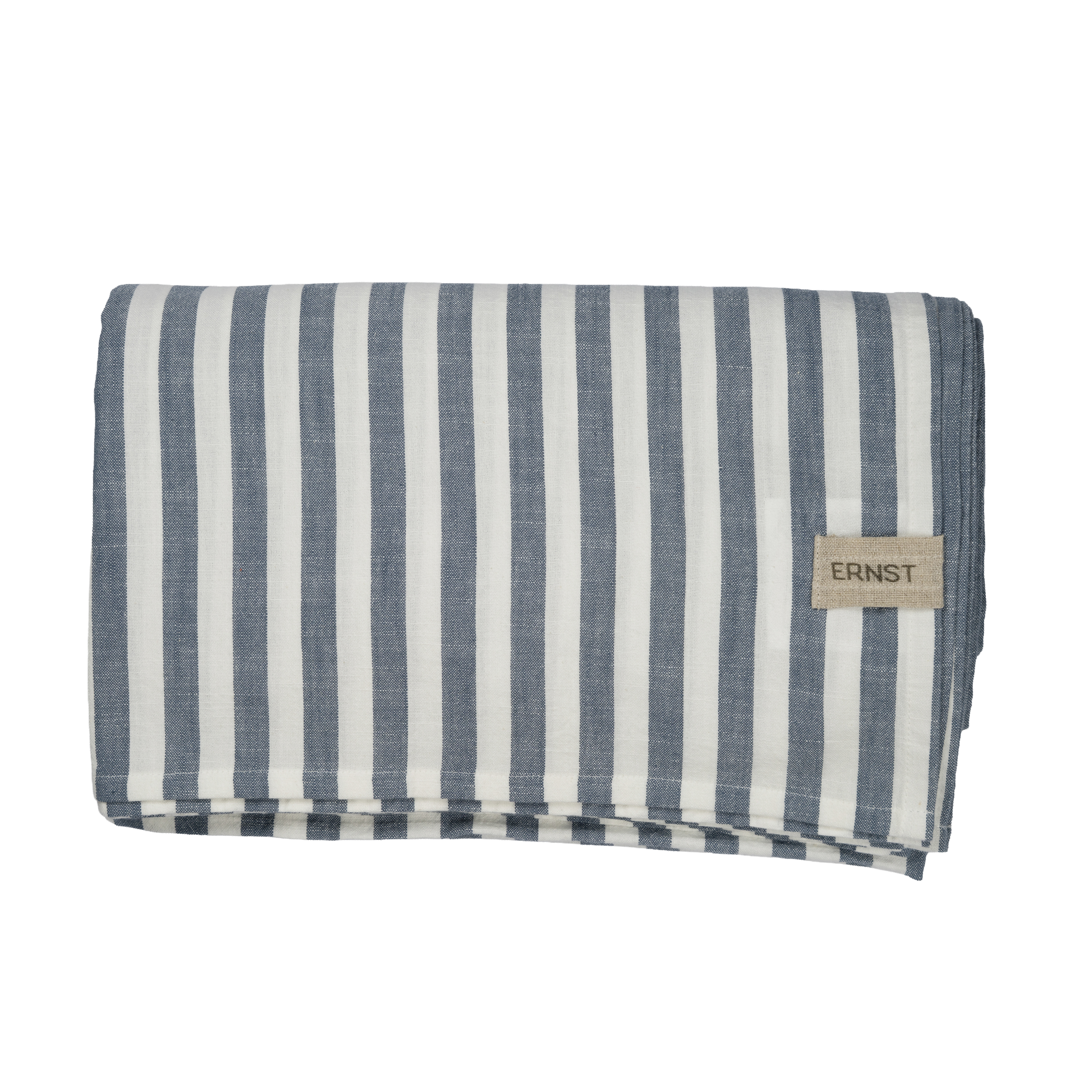 ERNST FORM Duk 145x300 blå/vit bred rand