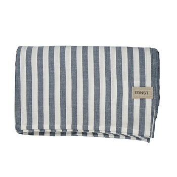 ERNST FORM Duk 145x300 blå/vit bred rand