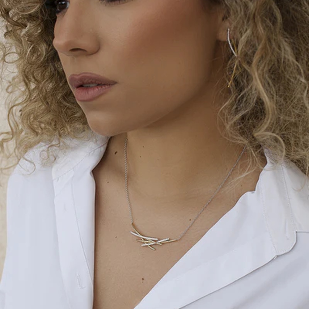 Lineargent Two Tone Brilliant Lines halsband - 3