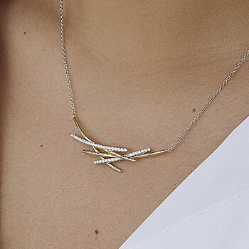 Lineargent Two Tone Brilliant Lines halsband