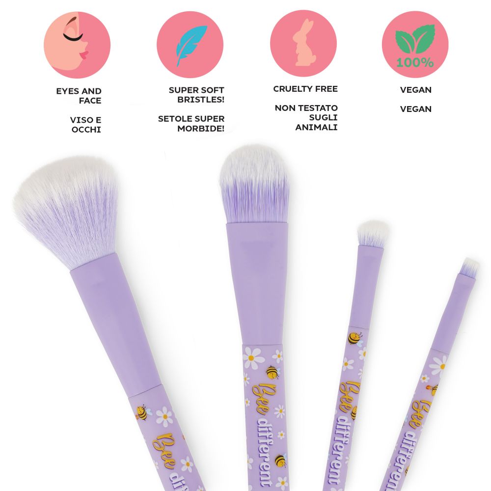 Makeup-borstar, set med 4 st., Bee - 3