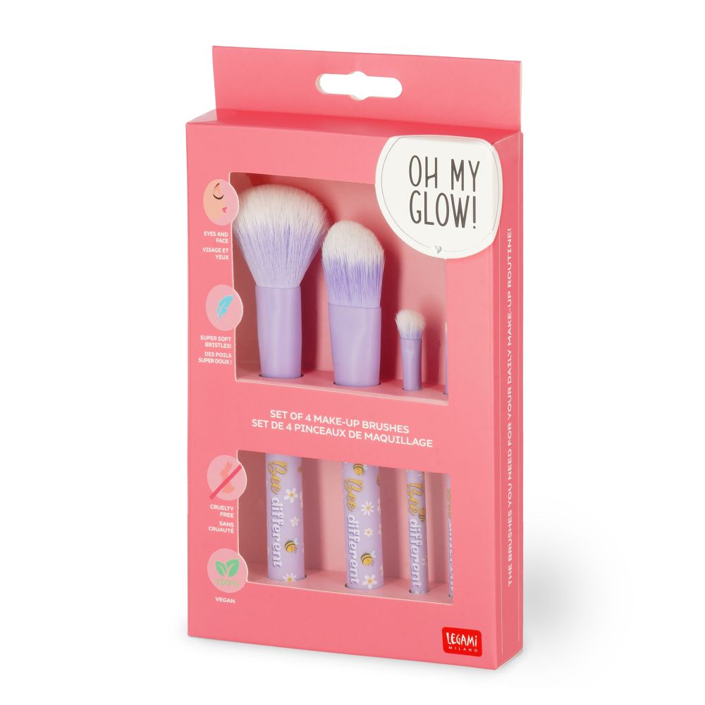 Makeup-borstar, set med 4 st., Bee