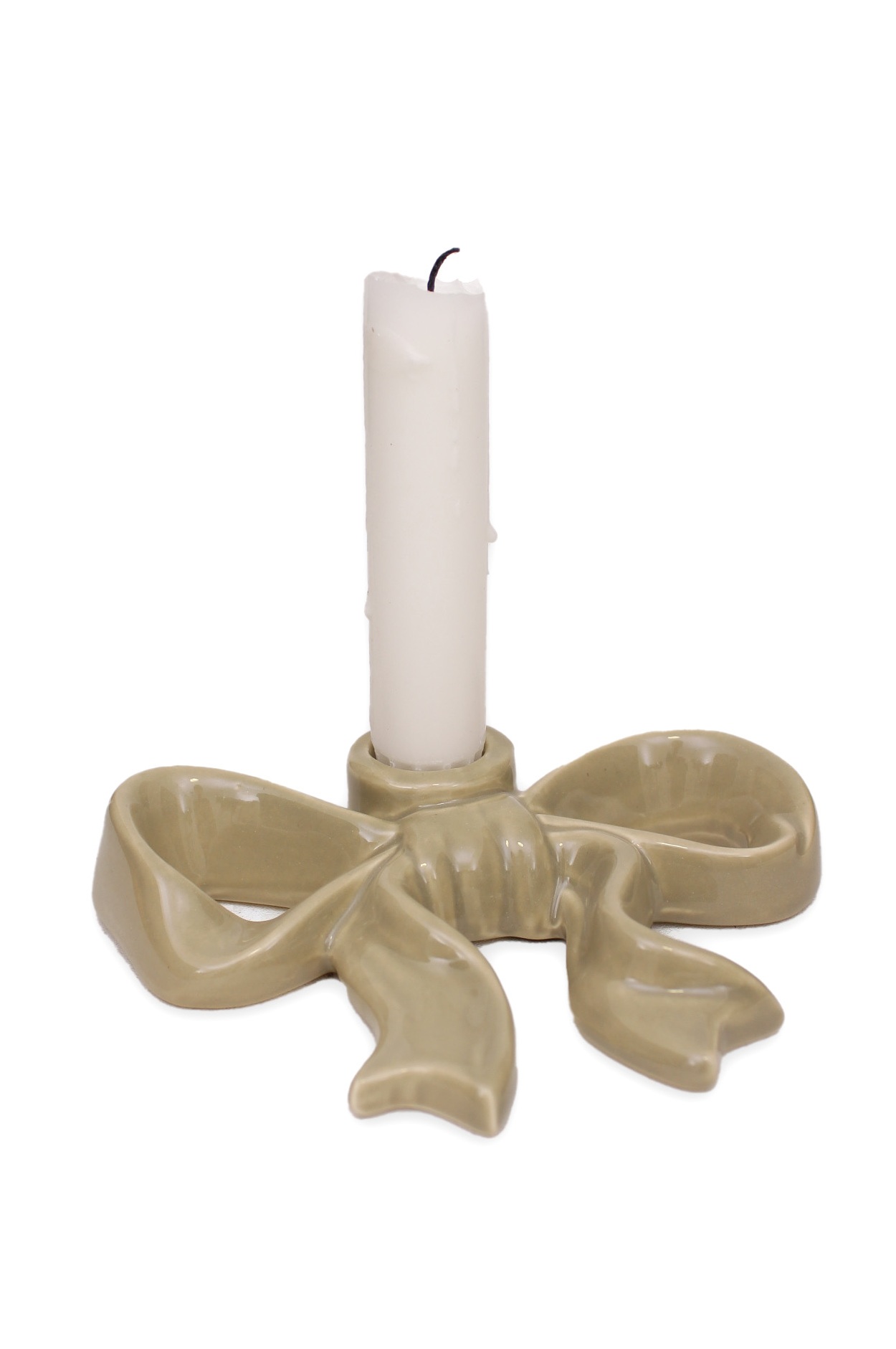 Ljusstake - Ljushållare - Rosett - Sage - Stor