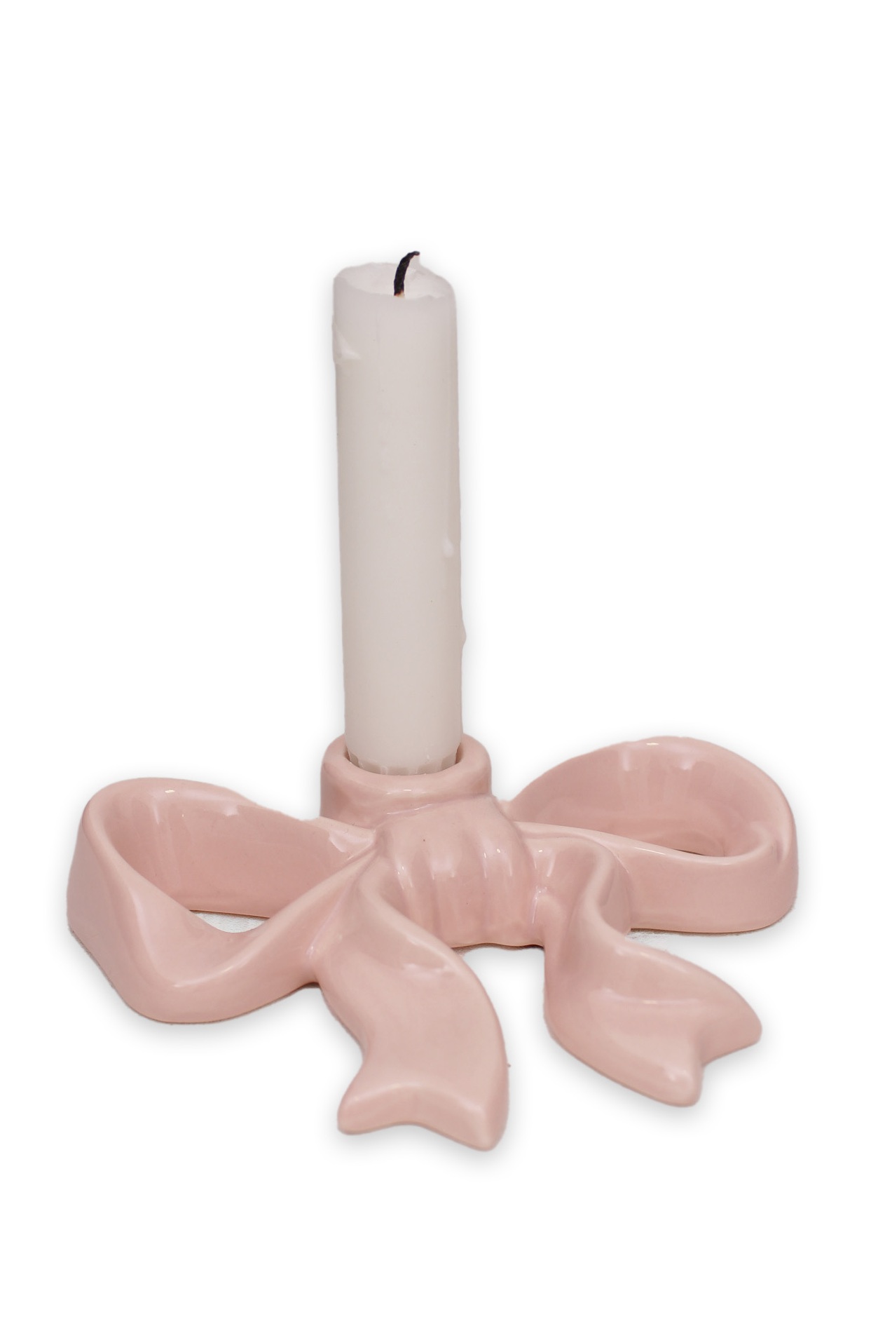 Ljusstake - Ljushållare - Rosett - Rosa - Stor