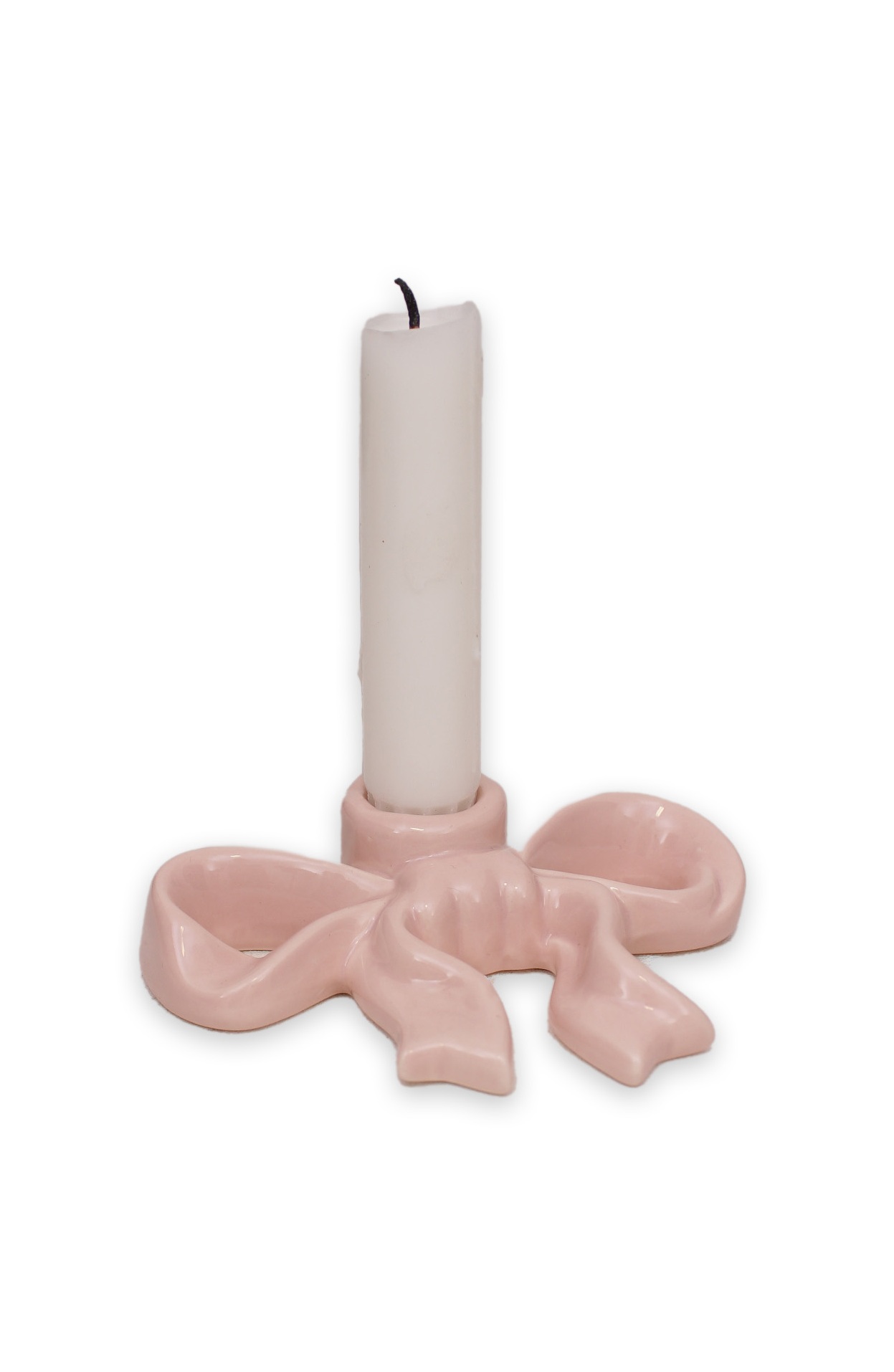 Candlestick - Candle holder - Bow - Pink - Small