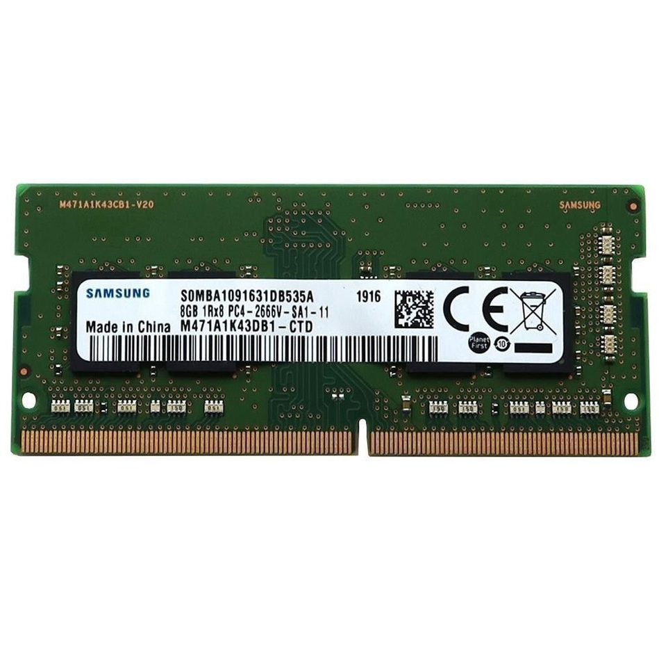 Begagnat 8GB DDR4 (1x8GB) Samsung SODIMM 1Rx8 PC4-2666V 2666MHz RAM Minne M471A1K43DB1-CTD