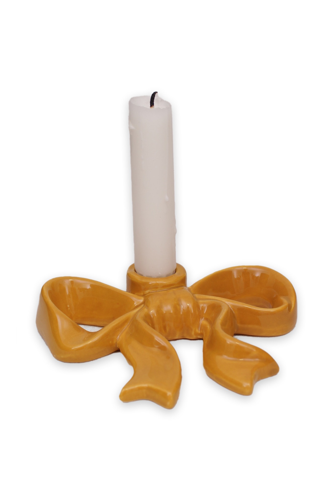Ljusstake - Ljushållare - Rosett - Gul - Stor