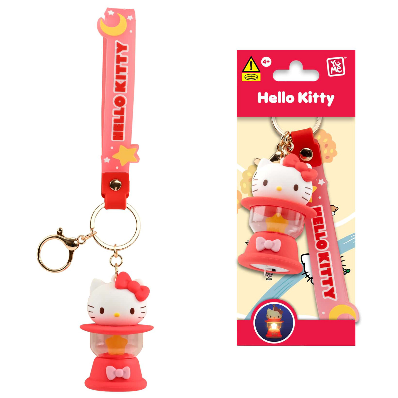 Hello Kitty 3D Nyckelring/Bag Charm med Silikonband - Light-Up Camping Lamp