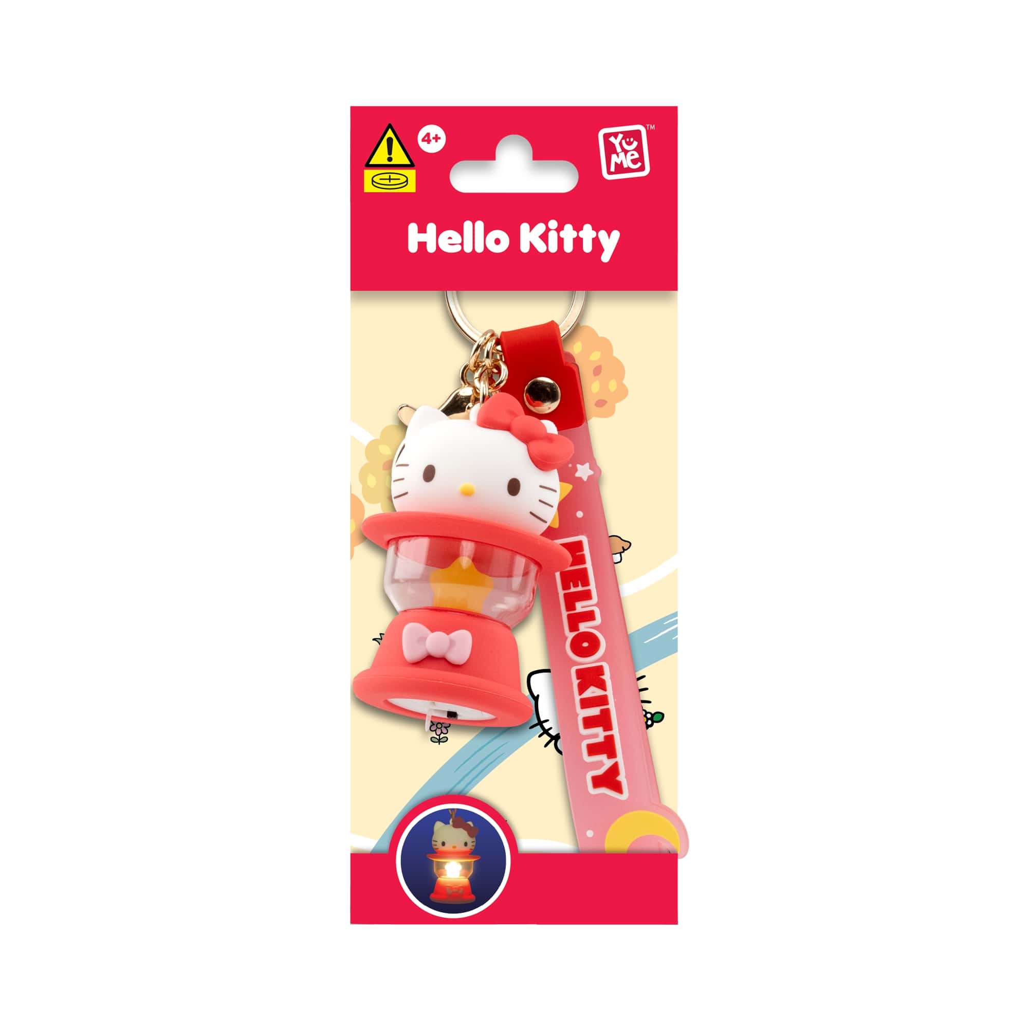 Hello Kitty 3D Nyckelring/Bag Charm med Silikonband - Light-Up Camping Lamp - 3