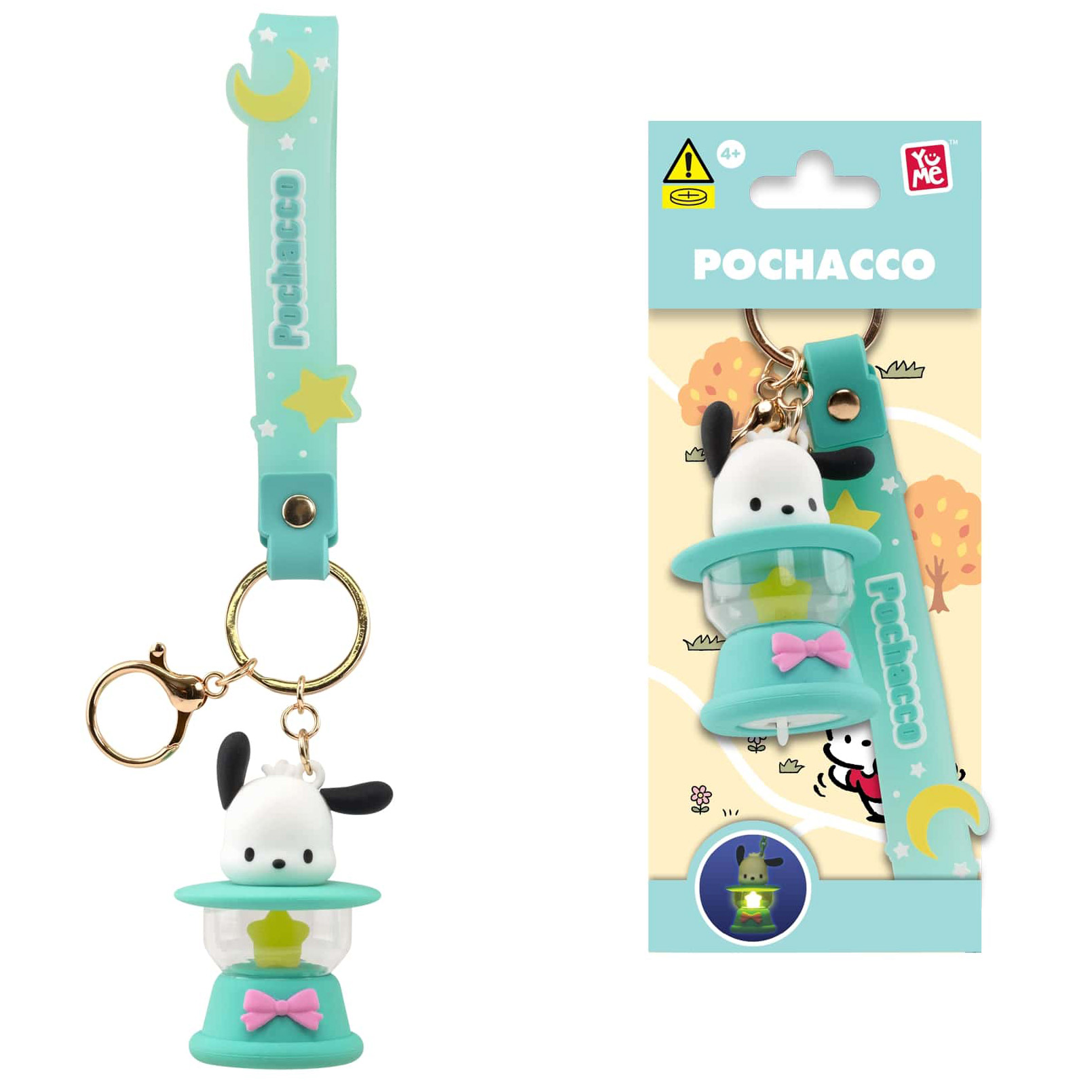 Pochacco 3D Nyckelring/Bag Charm med Silikonband - Light-Up Camping Lamp