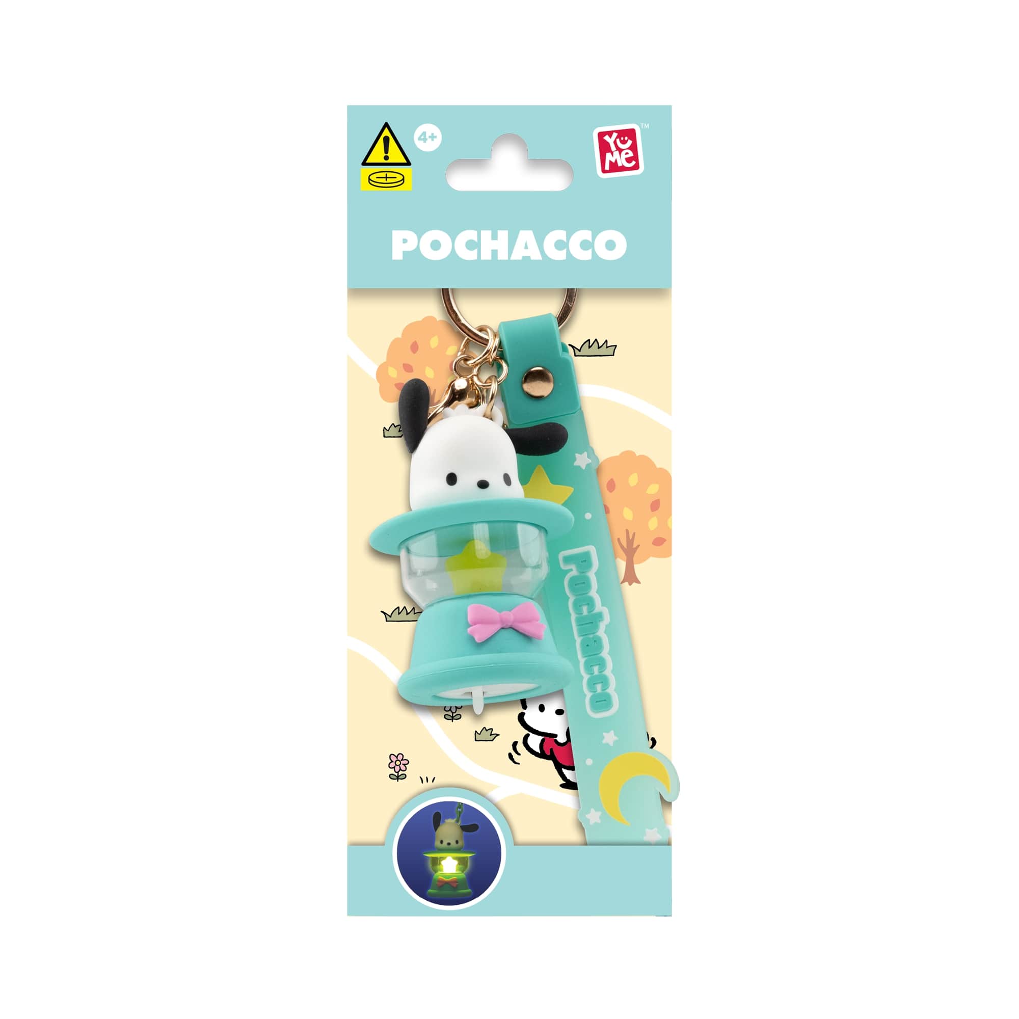 Pochacco 3D Nyckelring/Bag Charm med Silikonband - Light-Up Camping Lamp - 3