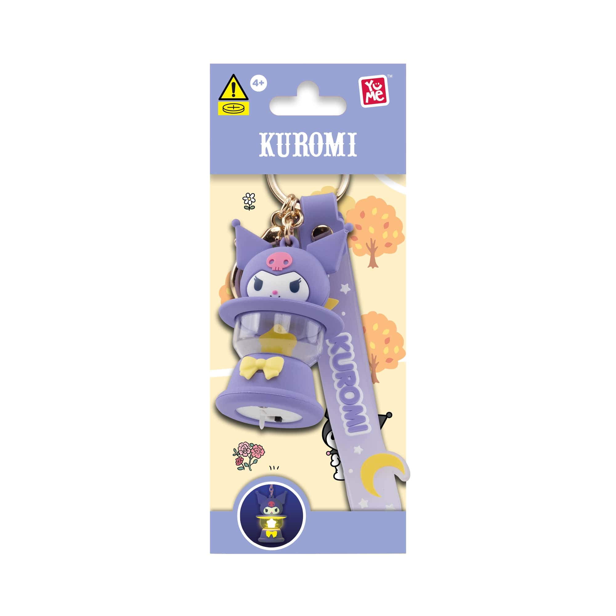 Kuromi 3D Nyckelring/Bag Charm med Silikonband - Light-Up Camping Lamp - 5