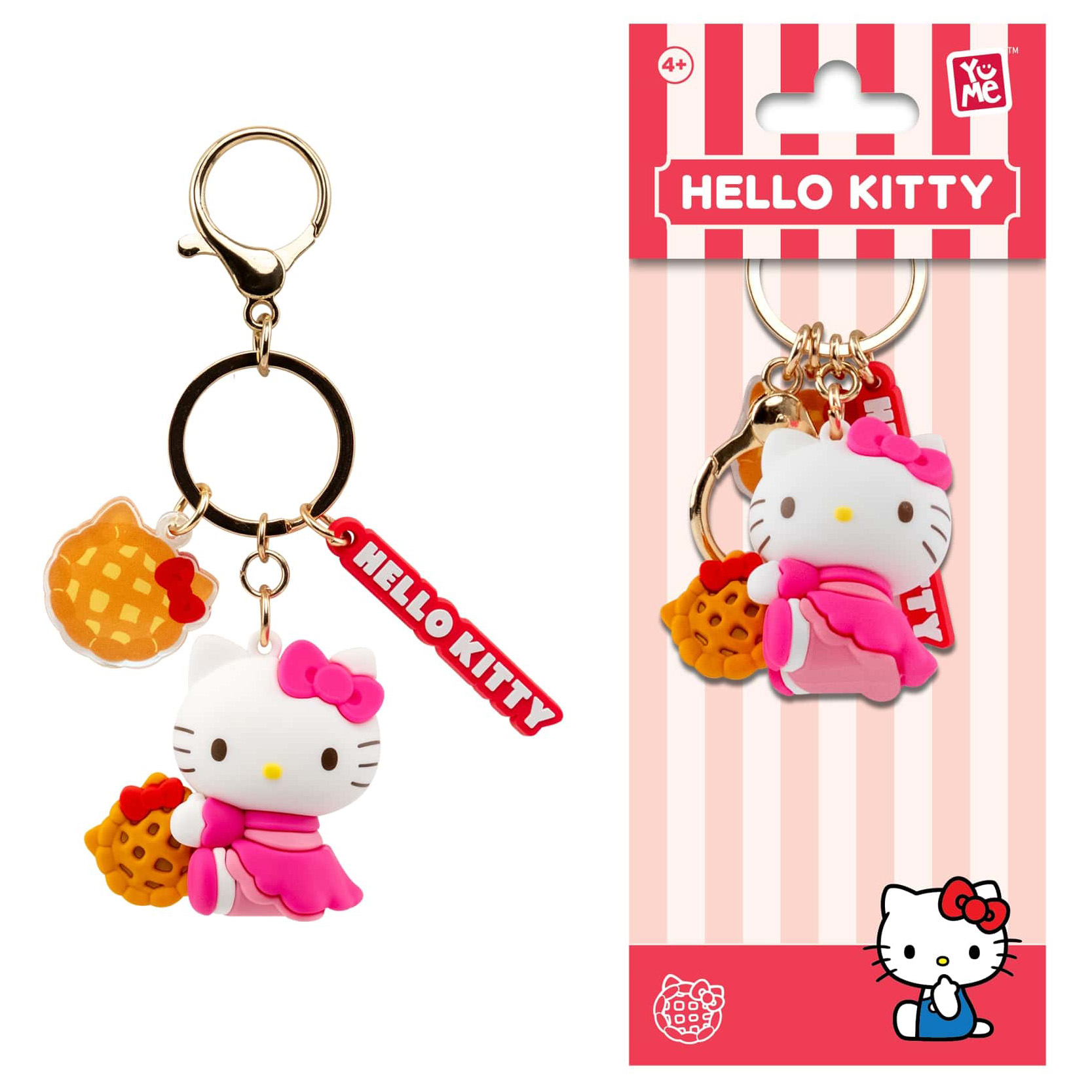 Hello Kitty 3D Nyckelring/Bag Charm med Silikonband - Tea Party Series