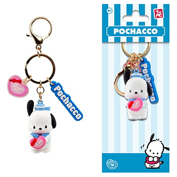 Pochacco 3D Nyckelring/Bag Charm med Silikonband - Tea Party Series